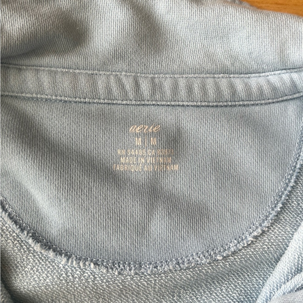 Aerie Happy Henley Everyday Polo Sweatshirt in Blue Breeze - Picture 6 of 7